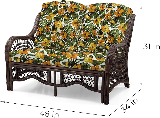 Malibu Lounge Loveseat Sofa Natural Rattan Wicker Handmade Design