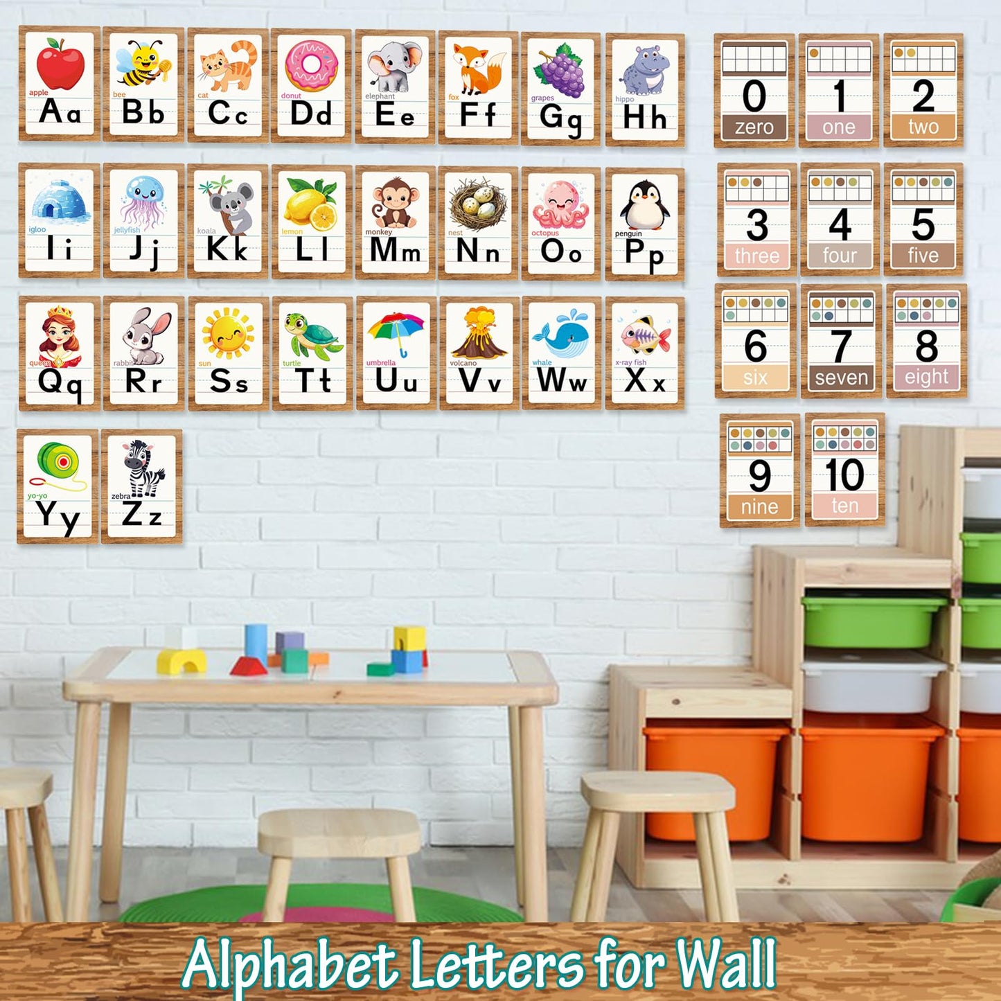 Adduster Alphabet Letters for Wall - ABC Alphabet Poster Classroom Wall Alphabet Alphabet Wall Chart Kindergarten Elementary Classroom Wall Decor Daycare Homeschool Supplies (Brown)
