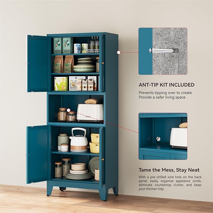 YAUWOH 69" Tall Metal Pantry Cabinet