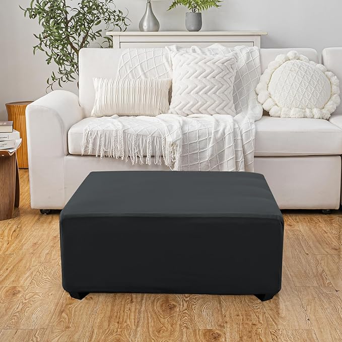 Super Stretch Ottoman Cover- Soft Form Fit Ottoman Cover Rectangular Ottoman