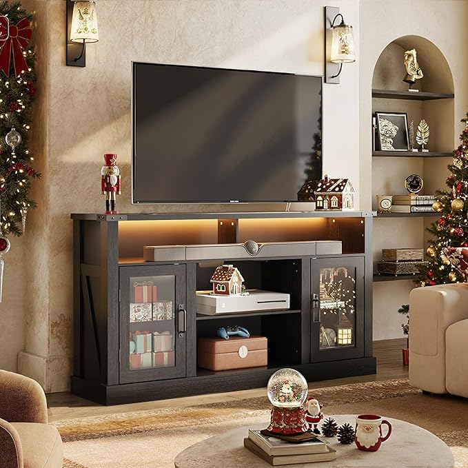 WLIVE Farmhouse TV Stand for 65 Inch TV, Tall Entertainment Center
