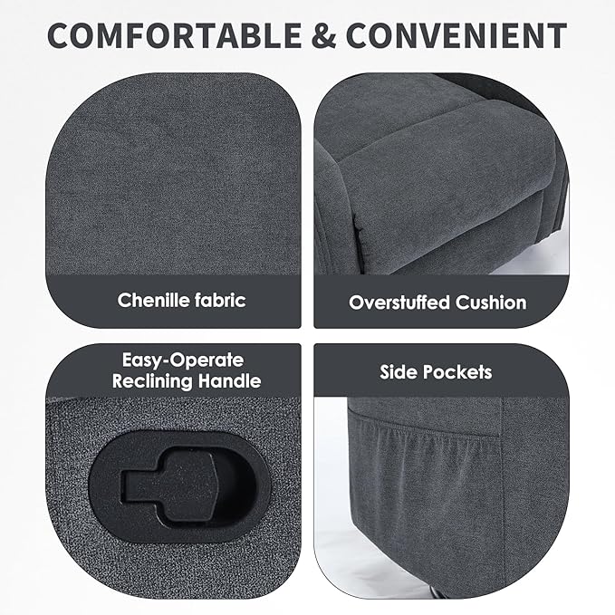 Trustyue Swivel Rocker Recliner Chair, 360° Swivel Recliner