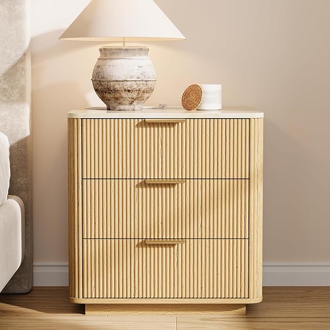 Fluted Nightstand Set of 2