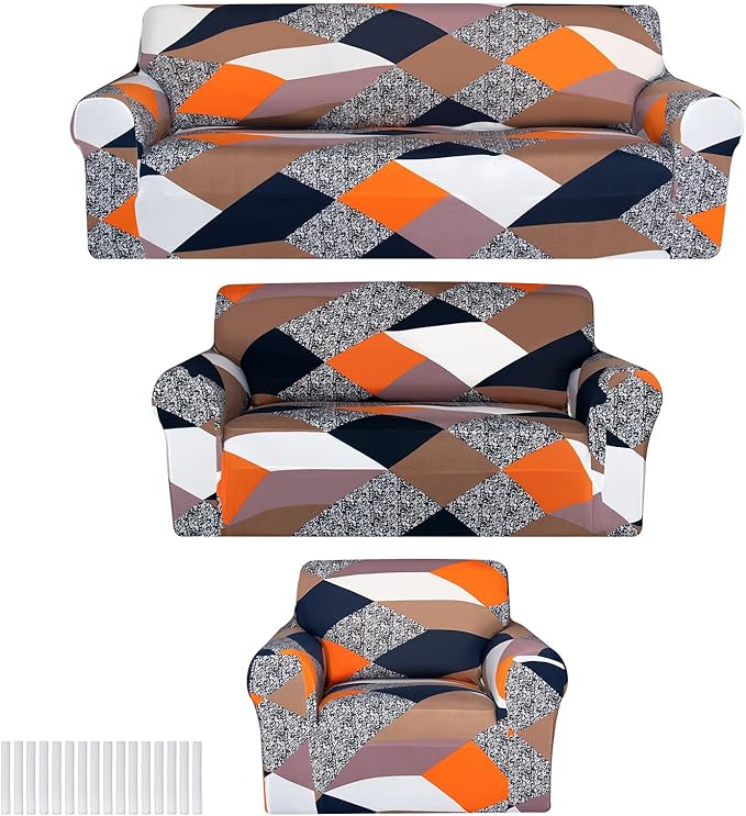Peryiter 3 Pcs Couch and Loveseat Covers Set Sofa Cover
