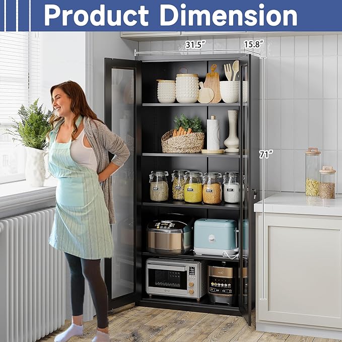 Display Cabinet with Glass Doors, Display Case Cabinet
