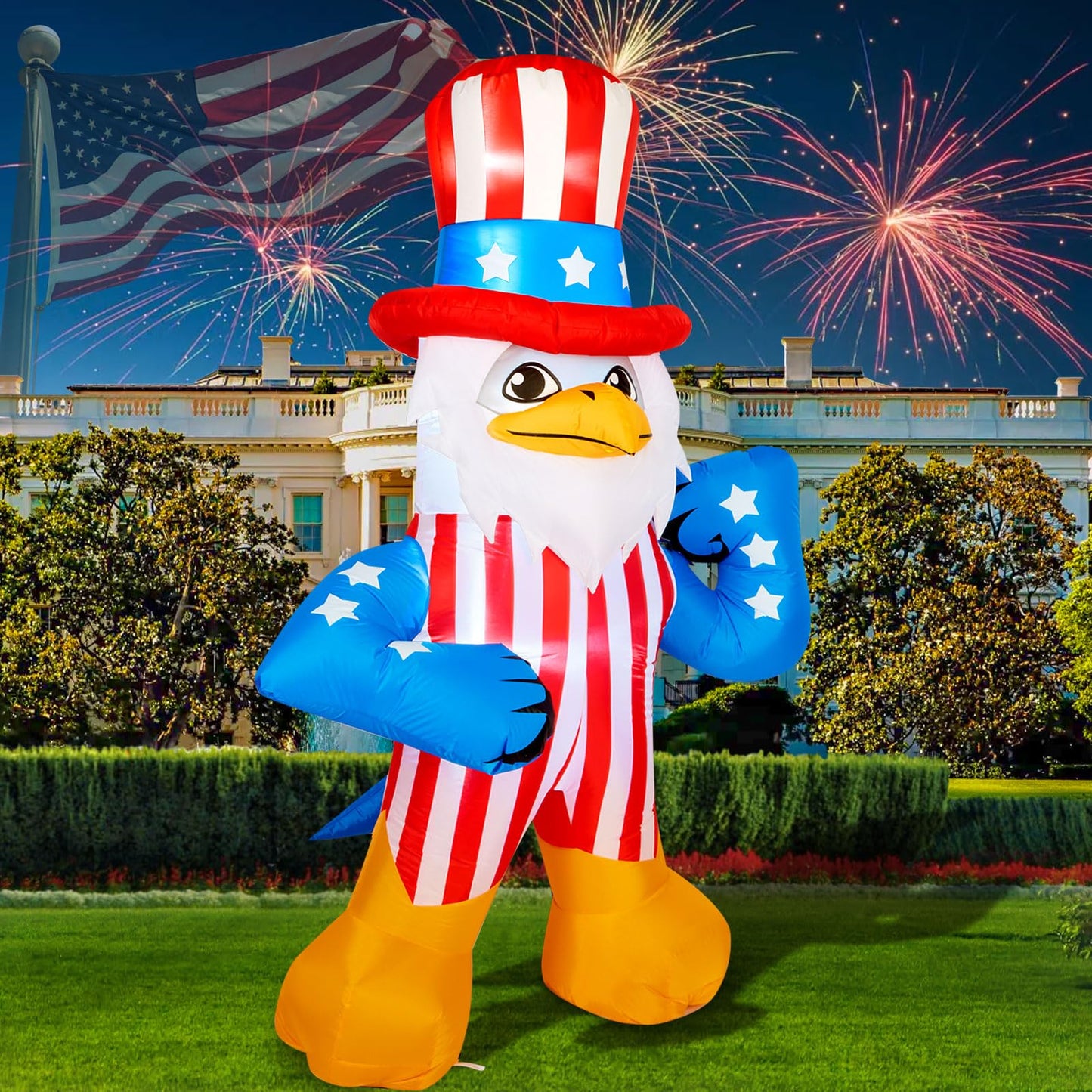 CAMULAND 6.1FT Inflatable American Eagle Patriotic Independence Day 4th of July Inflatable Outdoor Decorations Patriotic Inflatables with LED Lights for Yard Garden Lawn Memorial Day Decor