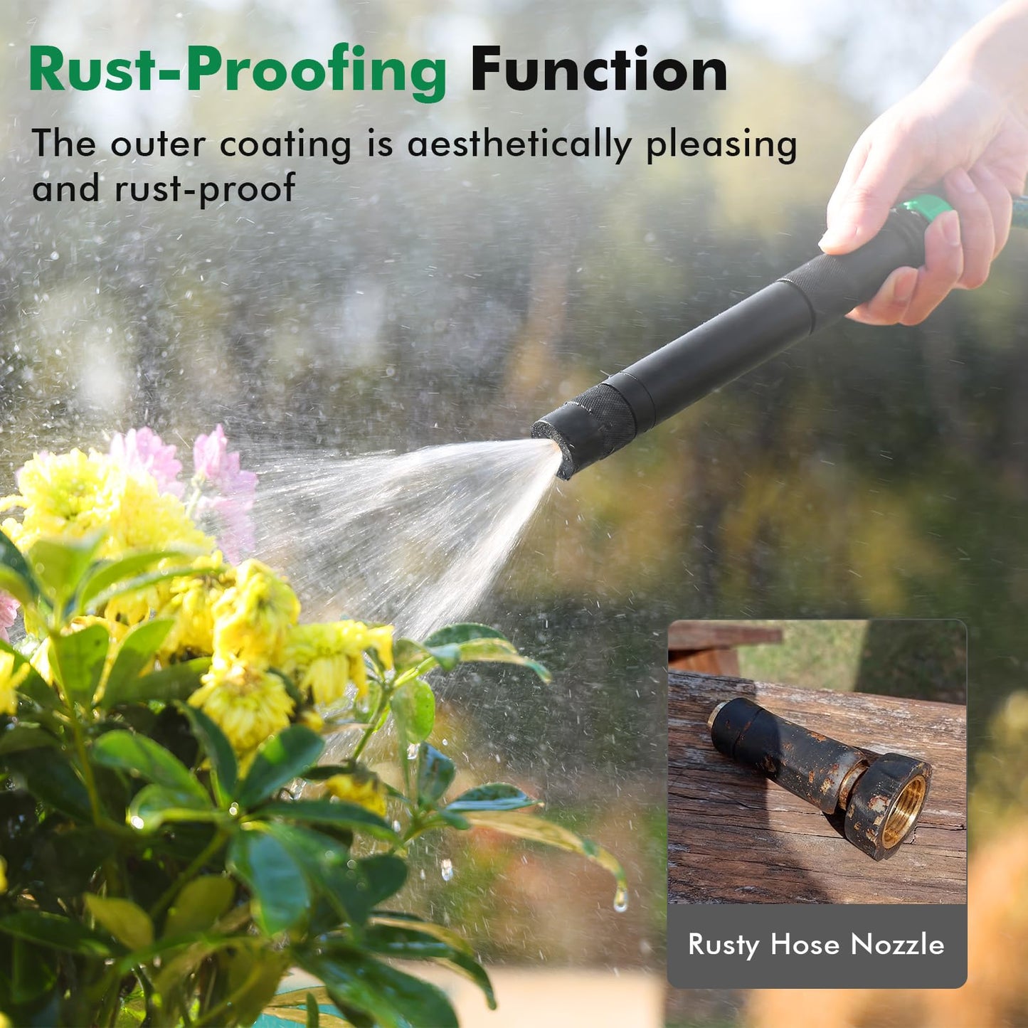 RESTMO Heavy Duty Metal Garden Hose Nozzle with Anti-Rust Coating, High Pressure Water Hose Nozzle with 3 Spray Patterns for Car Washing, Garden Watering, Patio & Floor Cleaning