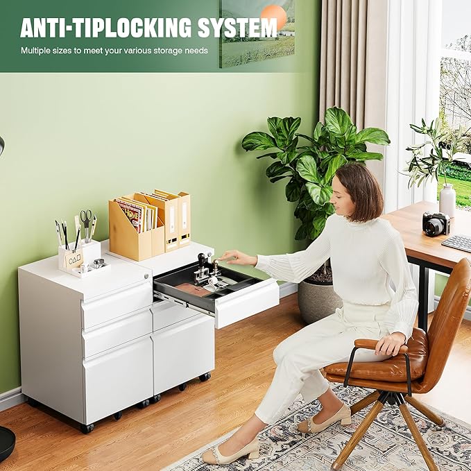 Letaya 3 Drawer Mobile File Cabinet