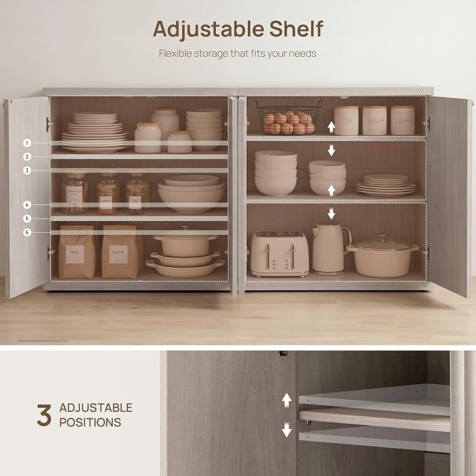 SICOTAS Buffet Cabinet with Storage Accent Sideboard Modern Credenza with Doors