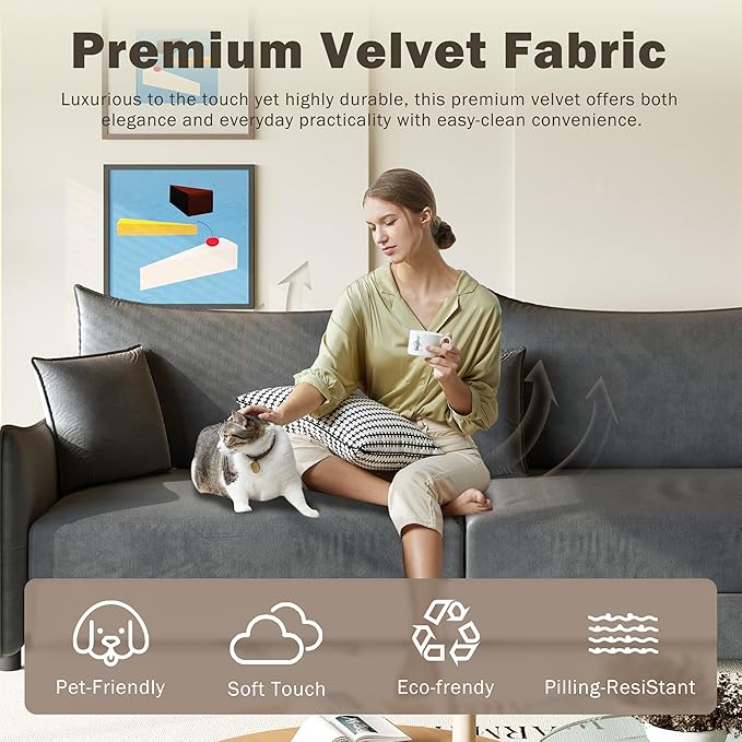 KEIKI 81.9" 3-in-1 Convertible Sofa Bed, Modern Velvet Sleeper Couch