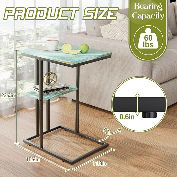 C Shaped End Side Table, Couch Sofa Table