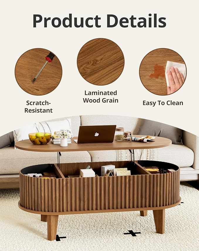 Oval Lift Top Coffee Table
