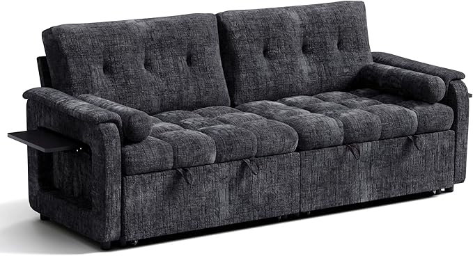 Convertible Sleeper Sofa Bed, 86 Inch Chenille Pull Out Couch