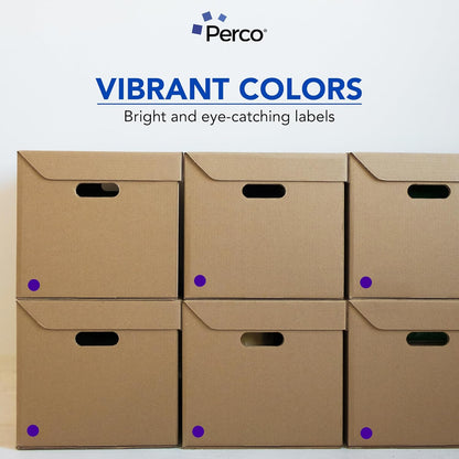 Perco Purple 1-Inch Round Circle Dot Sticker Labels - Multi-Roll Pack (3 Rolls, 1,000 Labels Each) - Permanent Adhesive, Vibrant Colors, Strong Hold - Perforated for Easy Use - Made in USA
