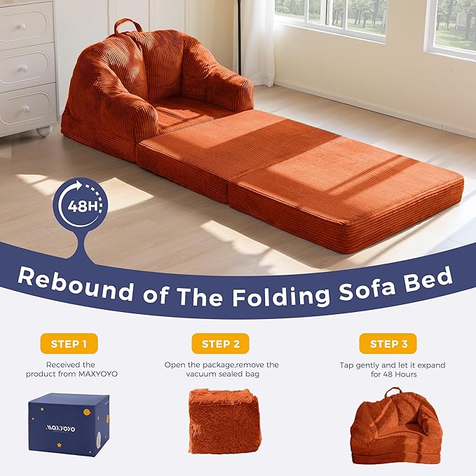 MAXYOYO Folding Sofa Bed with Backrest, Boneless Fold Out Couch Bed with Handle