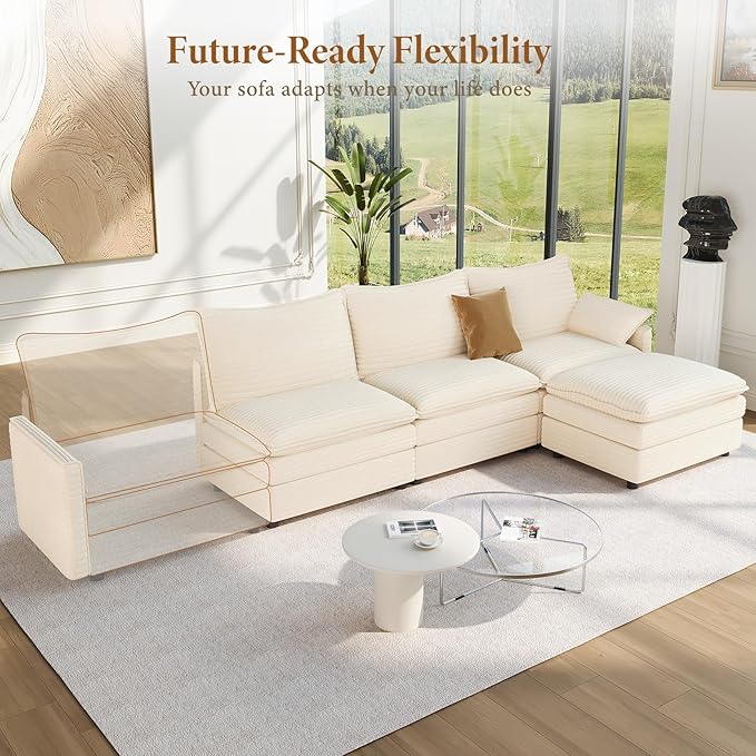Vesgantti 108" Cloud Couch for Living Room, Deep Seat Sectional Modular Sofa