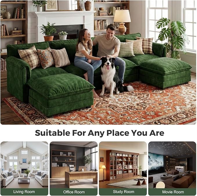 ELUCHANG Oversized 153" Modular Sectional Sofa, Comfy Cloud Couch, U Shaped