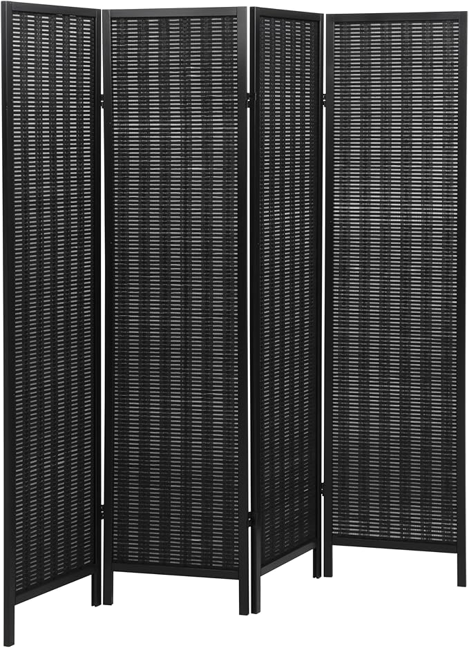 Roundhill Furniture Inkwell 4-Panel Bamboo Room Divider, Folding Portable