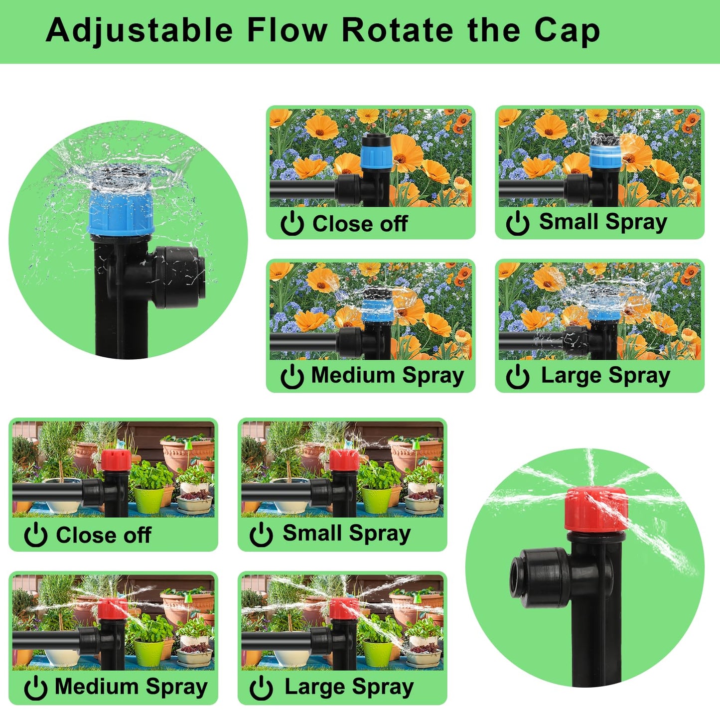 250FT Drip Irrigation System for Garden - 50FT 1/2" Main Tube & 200FT 1/4" Branch Tubing, Brass Splitter, Quick Connect Design, Perfect for Outdoor Plants, Raised Beds, Greenhouses