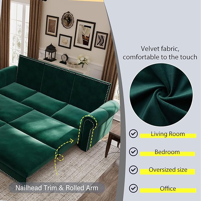 3 in 1 Convertible Sleeper Sofa Bed, 93.7" King Size Sofa Sleeper