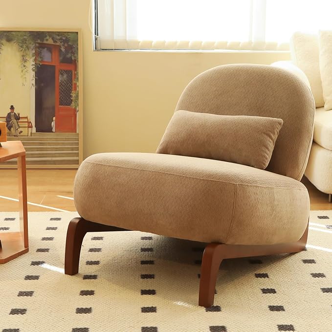 KEIKI Velvet Accent Chair, Armless Cloud Chair