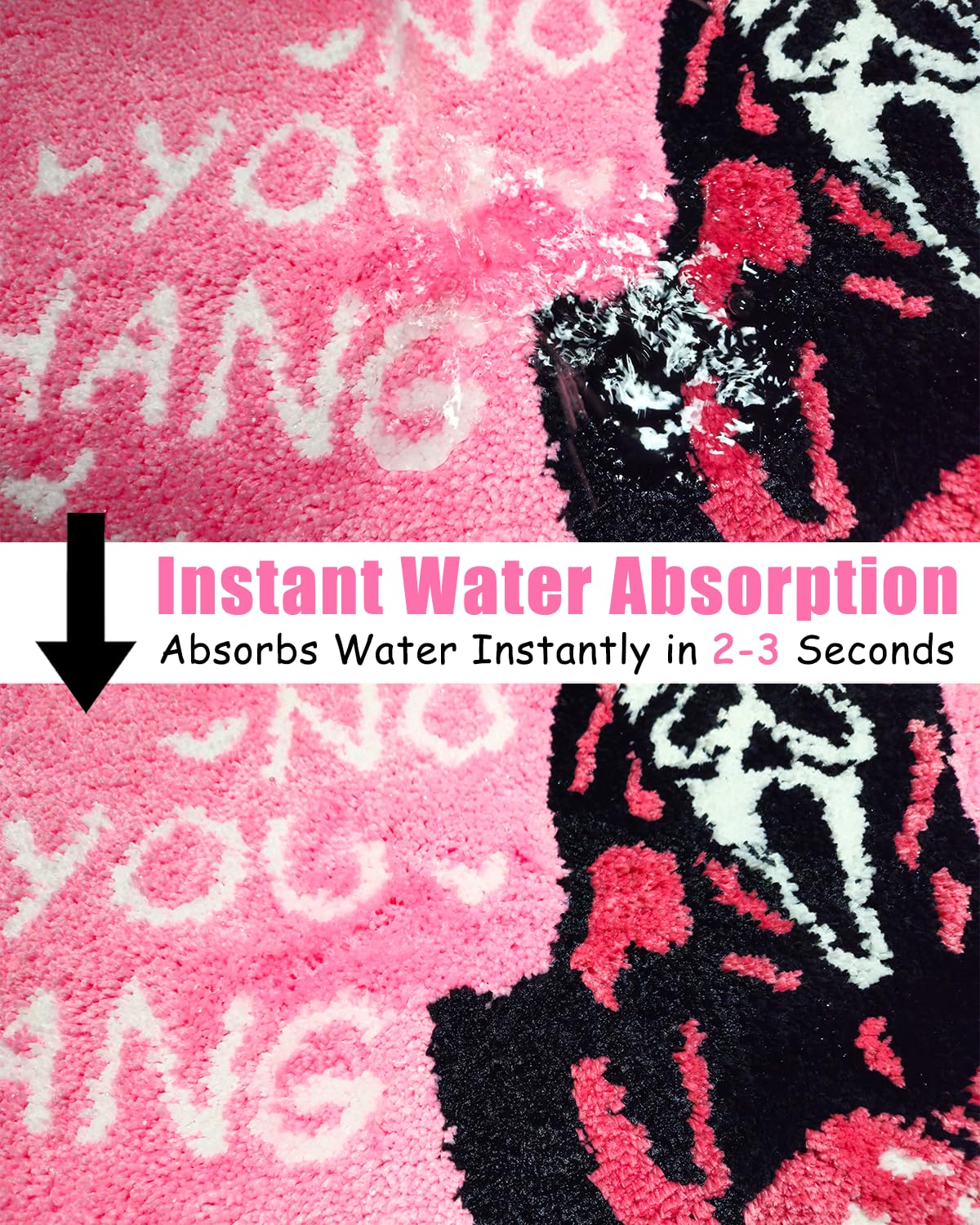 PreLiving Bathroom Rugs Heart-Shaped Pink Ghost Bath Mat Non Slip, Funny Gothic Ghost Horror Design, Washable Absorbent Spooky Bathroom Decor, Funny Halloween Bath Rugs for Home 22 x 26 Inch