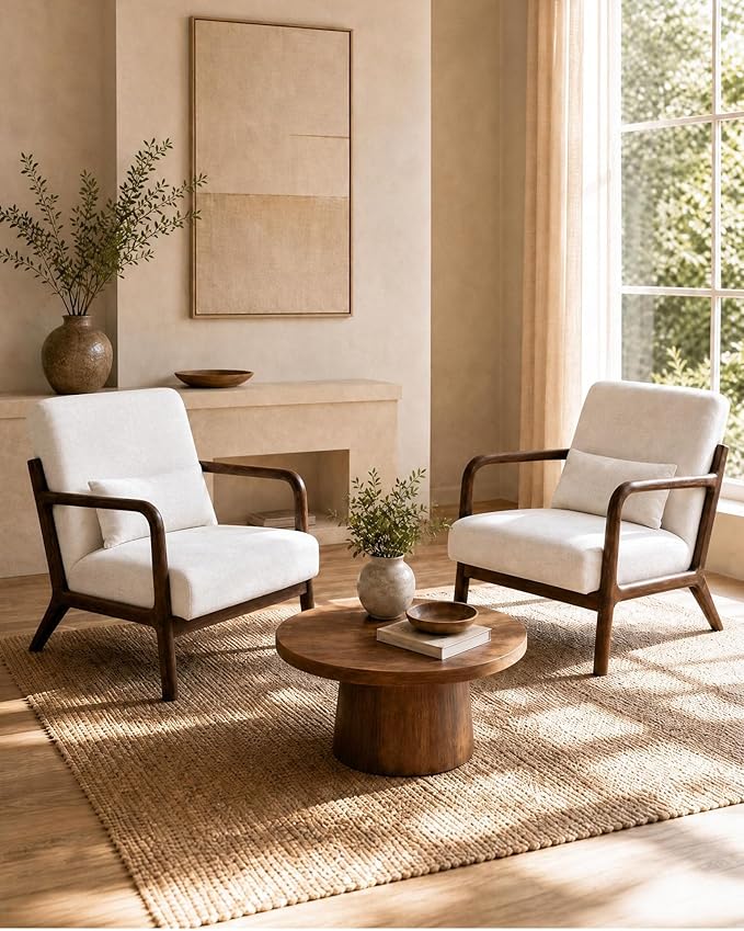 Garvee Mid-Century Chenille Accent Chair, Cozy Reading Chair, Modern Lounge