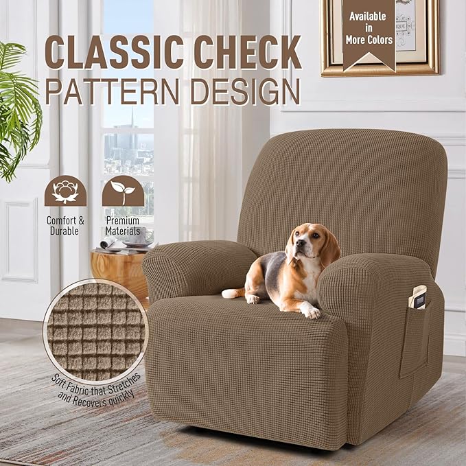 TAOCOCO Recliner Cover 4-Pieces, Recliner Stretch Sofa Slipcover, Recliner