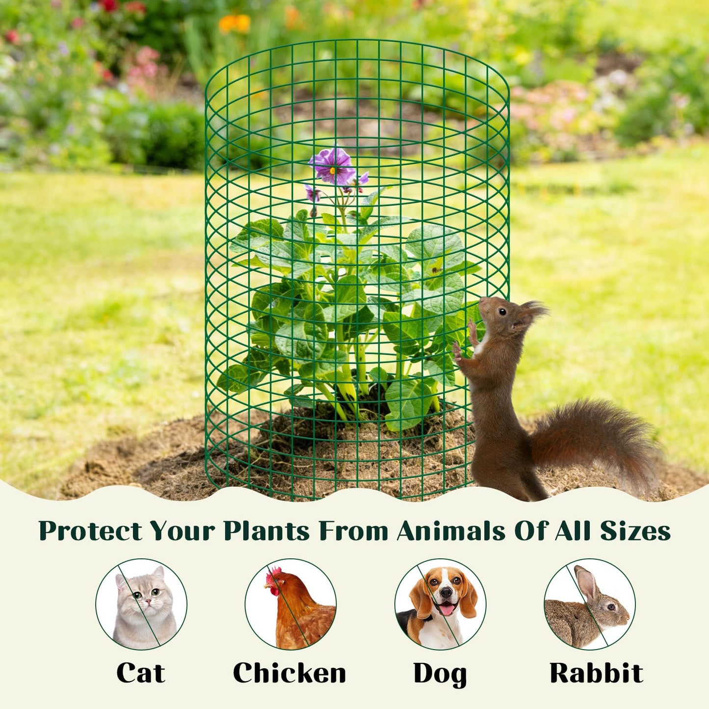 succulentlovers 10 Sets 20"x 12" Wire Plant Protector from Animals, Plant Protector Cages with Zip Ties & Stakes, Garden Plant Protectors Chicken Wire Plant Covers for Flower and Vegetables Protection