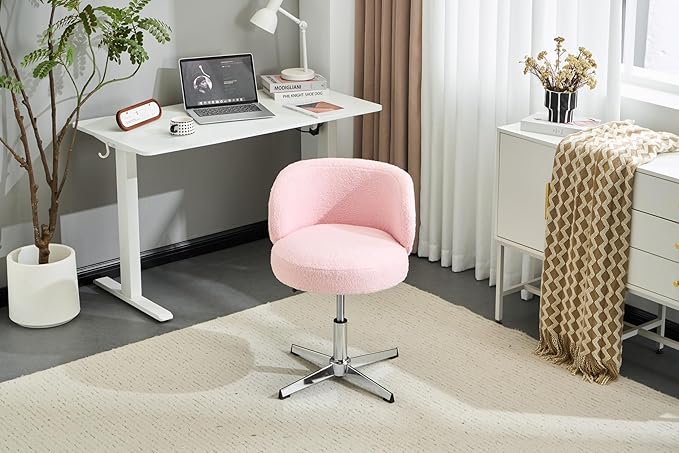 VINGLI Cute Small Swivel Desk Chair Comfy no Wheels, Ergonomic Low-Back Lumbar