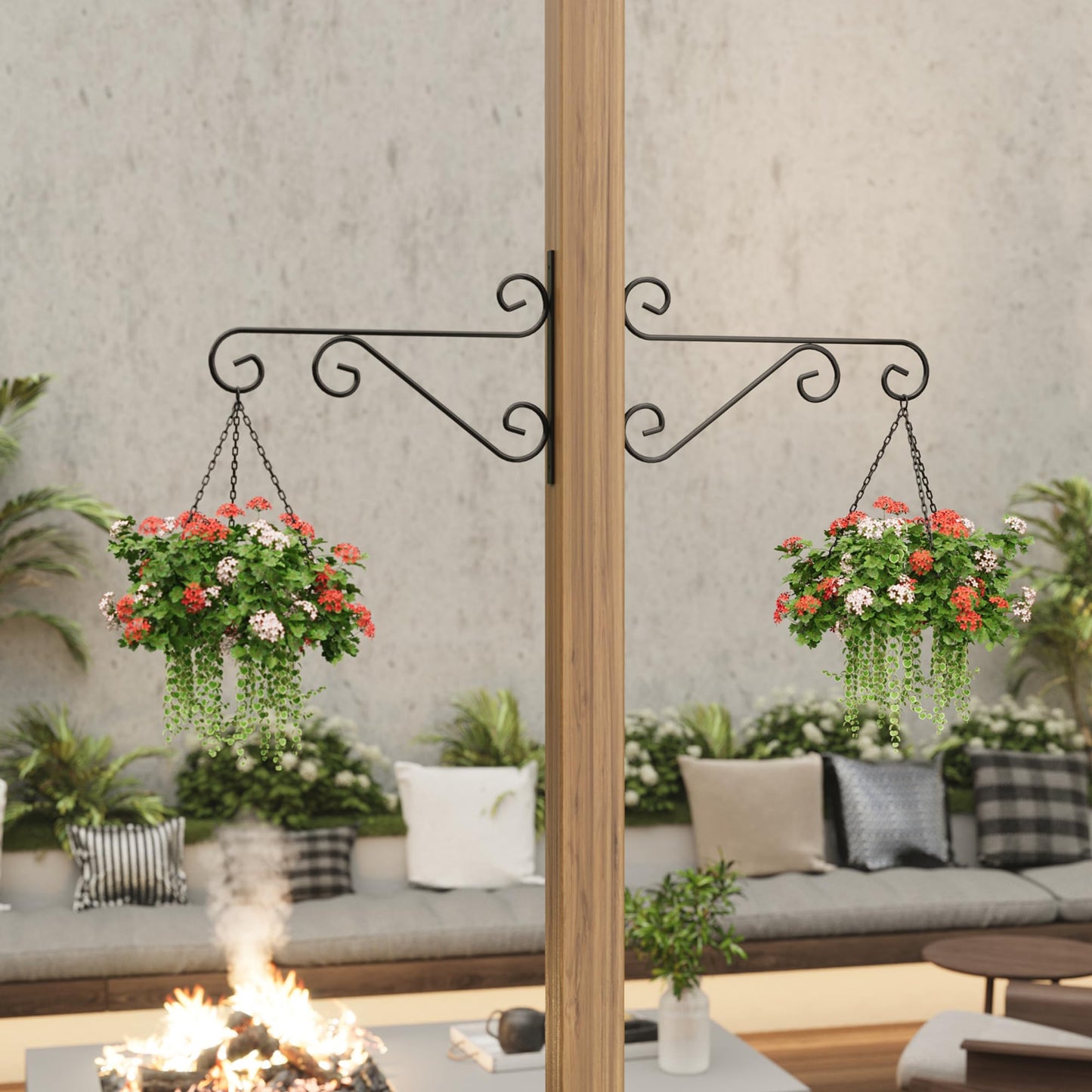 PROWORX 2 Pack 16 Inch Plant Hangers Outdoor Bracket, Indoor Wall Mount Metal Heavy Duty Rust-Resistant Bird Feeder Plant Hooks for Hanging Planters, Flower Baskets, Black