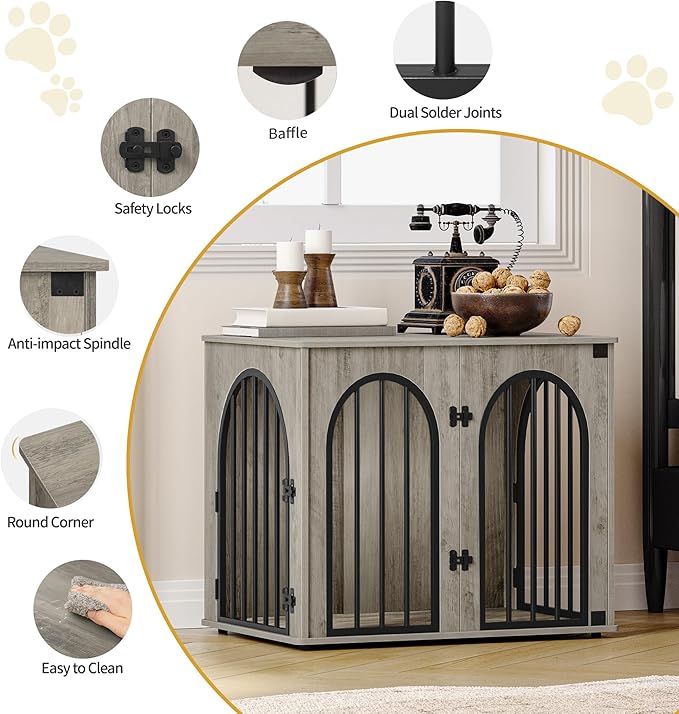 Hzuaneri 26.8'' Wooden Dog Crate Furniture, Indoor Dog Kennel Dogs Cage