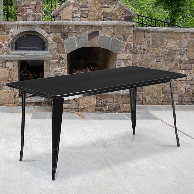 Flash Furniture Charis Commercial Grade 31.5" x 63" Rectangular Black Metal