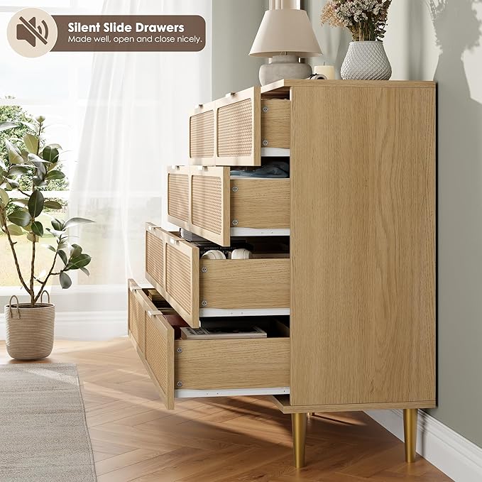 GarveeHome Rattan 8 Drawer Dressers