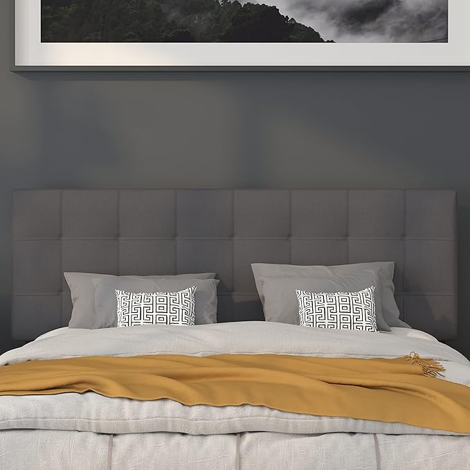 Flash Furniture Bedford Tufted Upholstered Queen Size Headboard in Dark Gray