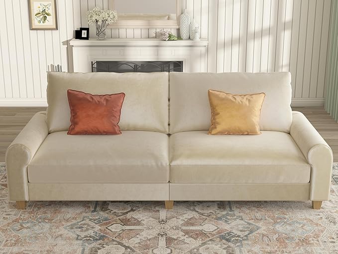 EASE MOOSE 88.5" Large Seat Velvet Loveseat Sofa, Soft Deep Seat Couches