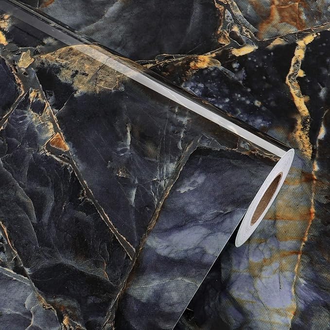 Black/Purple Marble Contact Paper