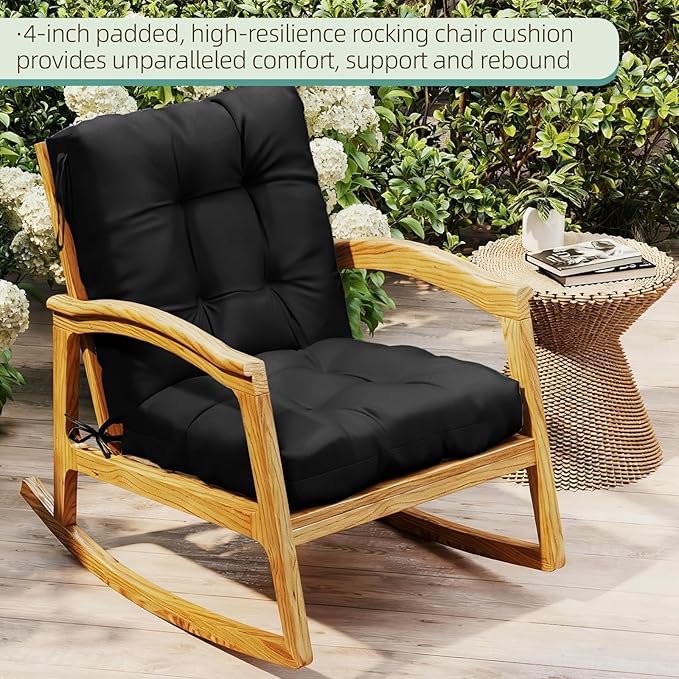 Outdoor Chair Cushions Set of 2, High Back Soft Seat Pad