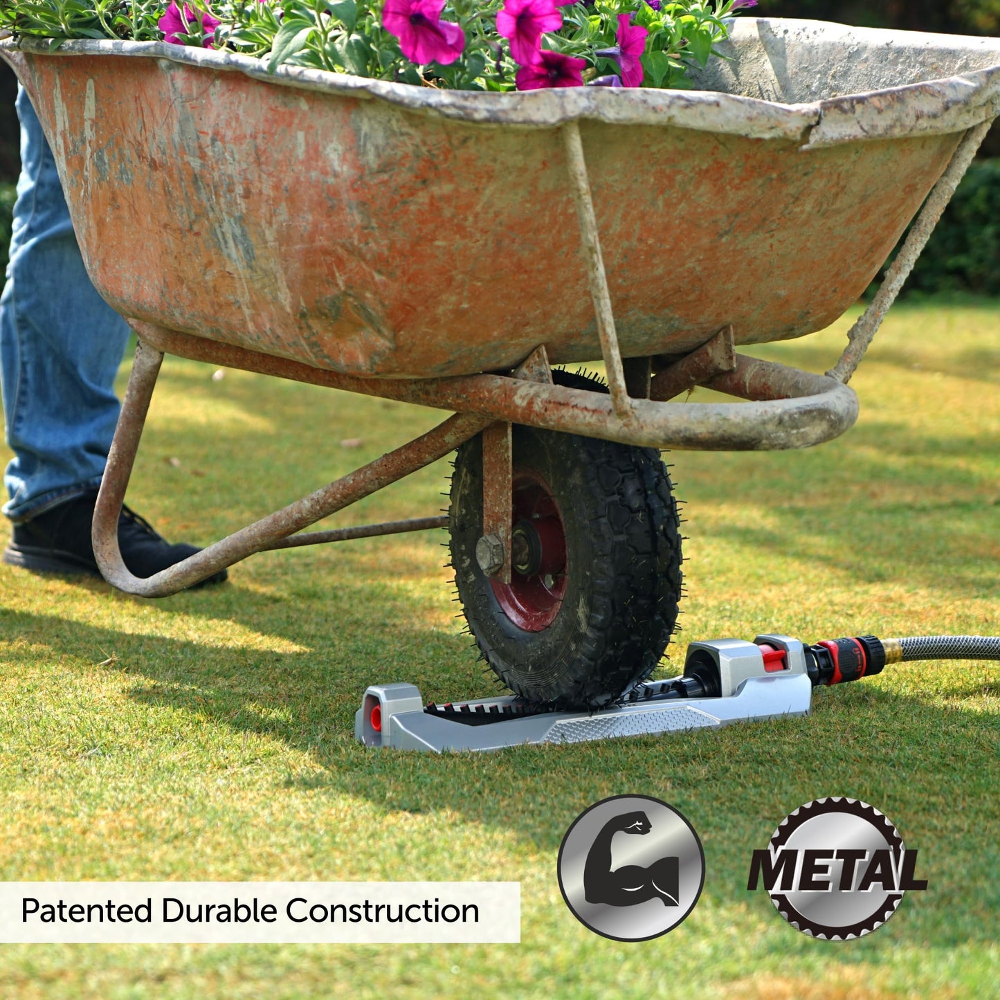 Eden 94110 Heavy-Duty Metal Oscillating Sprinkler | Covers Up to 3,315 sq. ft.,18 Precision Nozzles,Adjustable Range,Turbo Drive Motor,Quick Connect Bundle,(Pack of 12)