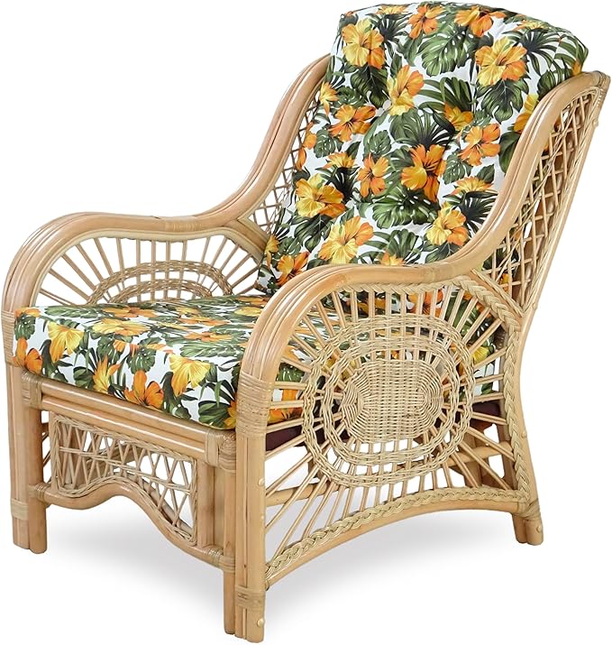 Malibu Lounge Living Accent Armchair Natural Rattan Wicker Handmade Design
