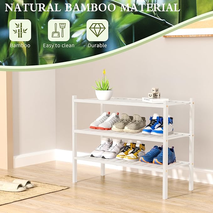 ROMGUAR CRAFT 3 Tier Bamboo Shoe Rack