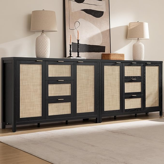 SICOTAS Rattan Large Sideboard Buffet Cabinet