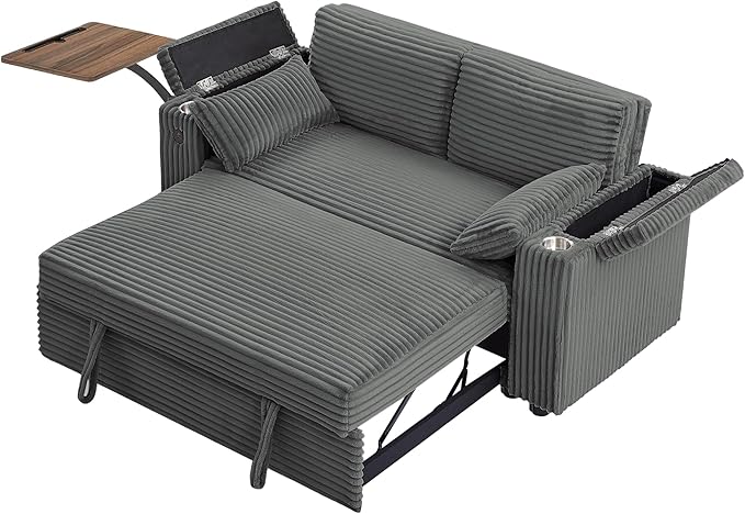 Auvsoce 65" 3-in-1 Pull-Out Convertible Sofa Bed