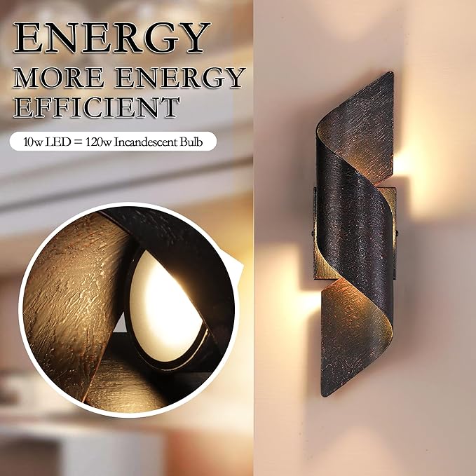 LED Up Down Wall Light, Porch Light, Exterior LED Wall Mounted Light, Modern Outdoor Wall Sconce, Light Fixture for Indoor and Outdoor