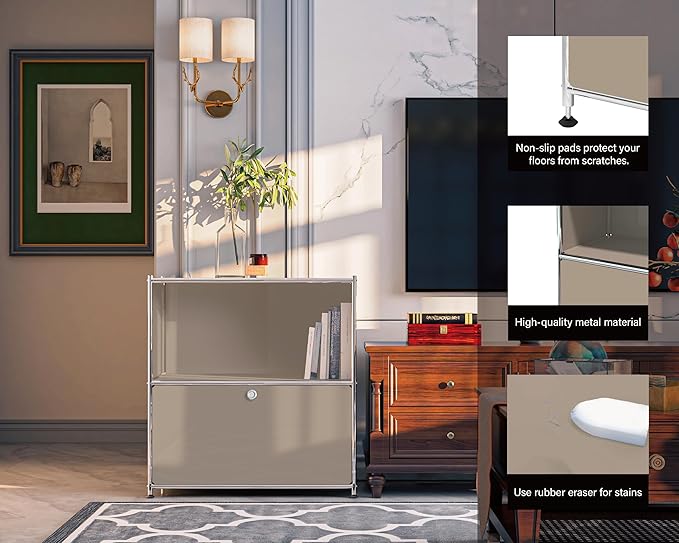32.5-Inch Flip-Top Side Table & Buffet Cabinet