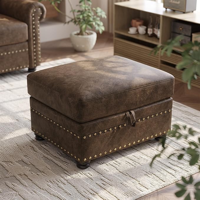 ONBRILL Faux Leather Ottoman