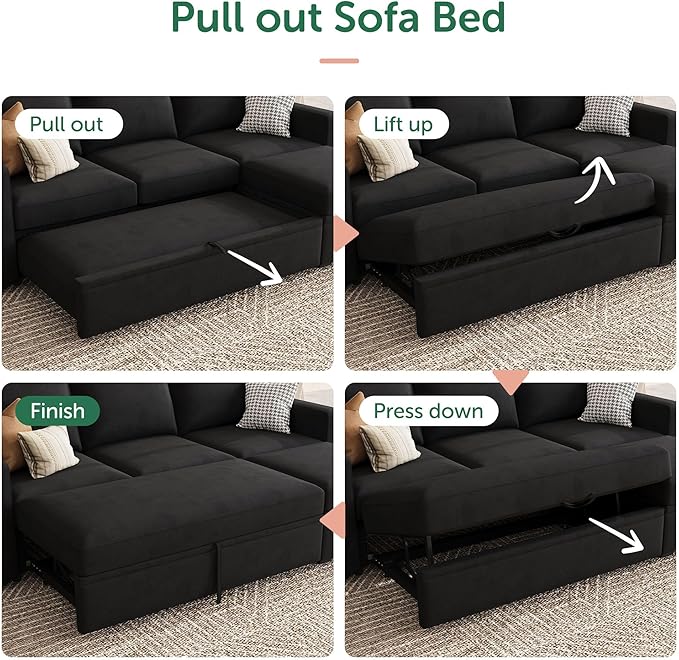 HONBAY Modular Sectional Sleeper Sofa