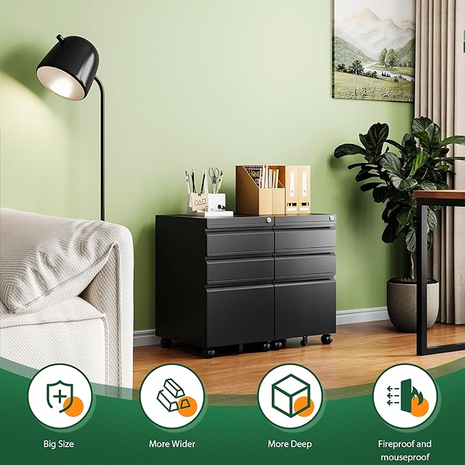 Letaya 3 Drawer Mobile File Cabinet