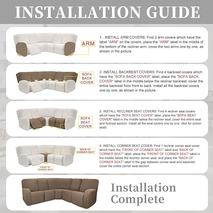 100% Waterproof Sectional Recliner Couch Covers