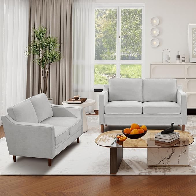 Kingfun 56" Chenille Sofa, Loveseat Couch, Mid Century Modern Love Seat Couches
